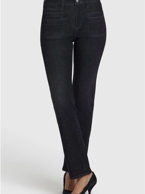 NYDJ Women's Straight-Leg Black Jeans with Back Pockets